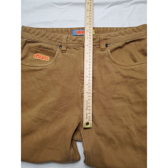 Empyre Relax Baggy Jeans Men’s 32x29 Brown Y2K Skater Pants Embroidered - Picture 8 of 16